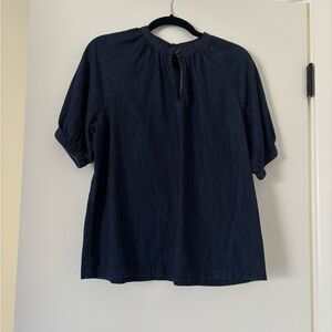 Ann Taylor Midnight Blue Denim Short Sleeve Top size M